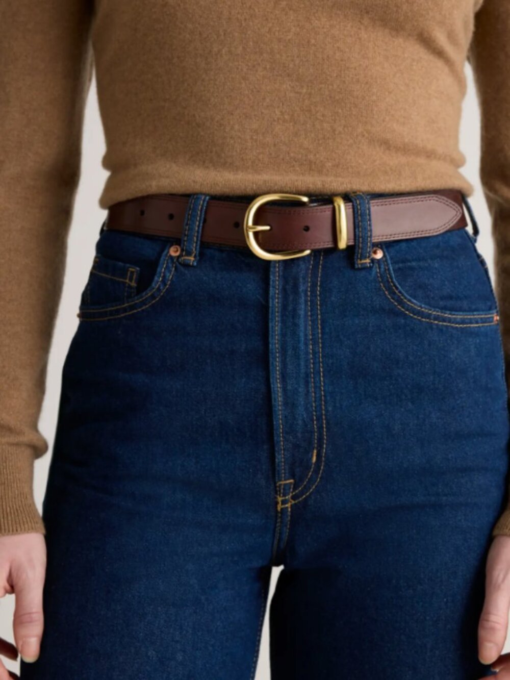 NWT Quince Allegra European Leather Belt in Expresso Brown Size Extra Small - Picture 5 of 6